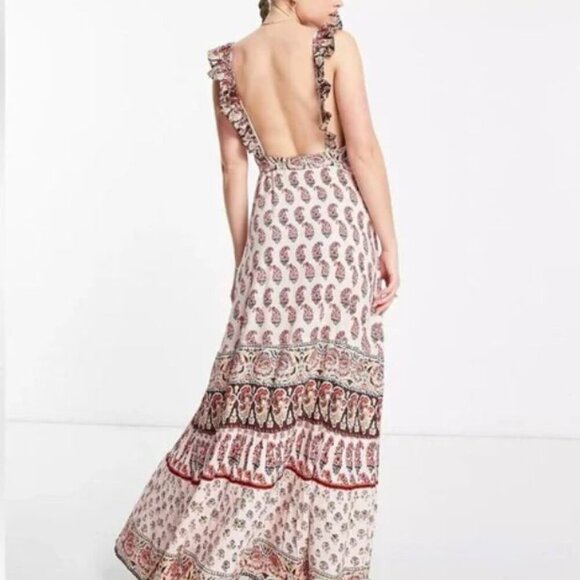 Raga / Anthropology Blooming Trails ruffle strap printed maxi dress in multi NWT - Picture 3 of 7